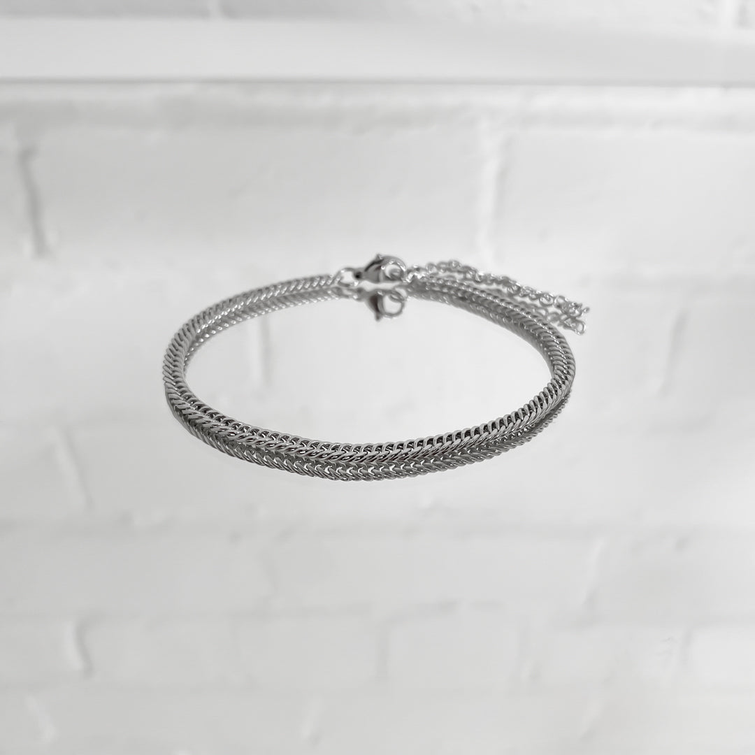 Double Link Curb Anklet | Silver
