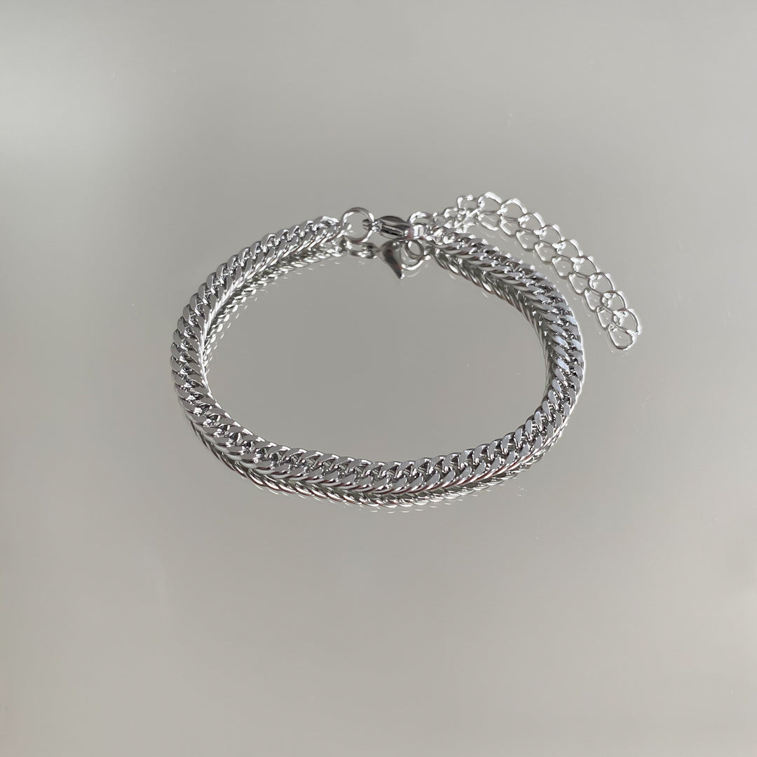 Double Link Curb Anklet | Silver