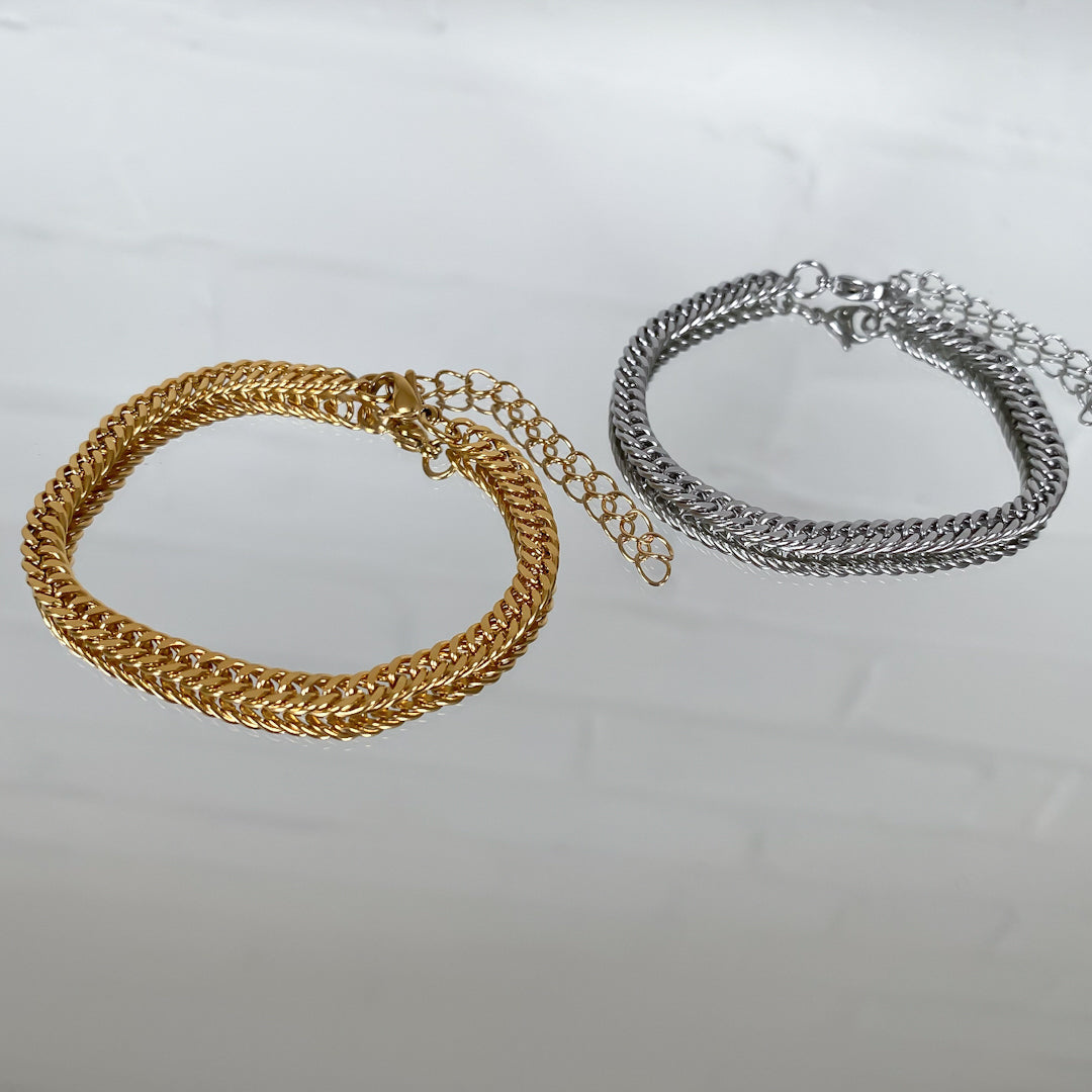 Double Link Curb Anklet | Silver