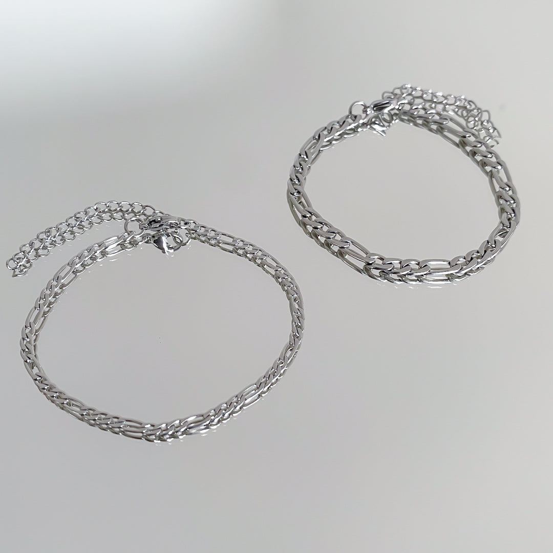 Figaro Chain Anklet Silver