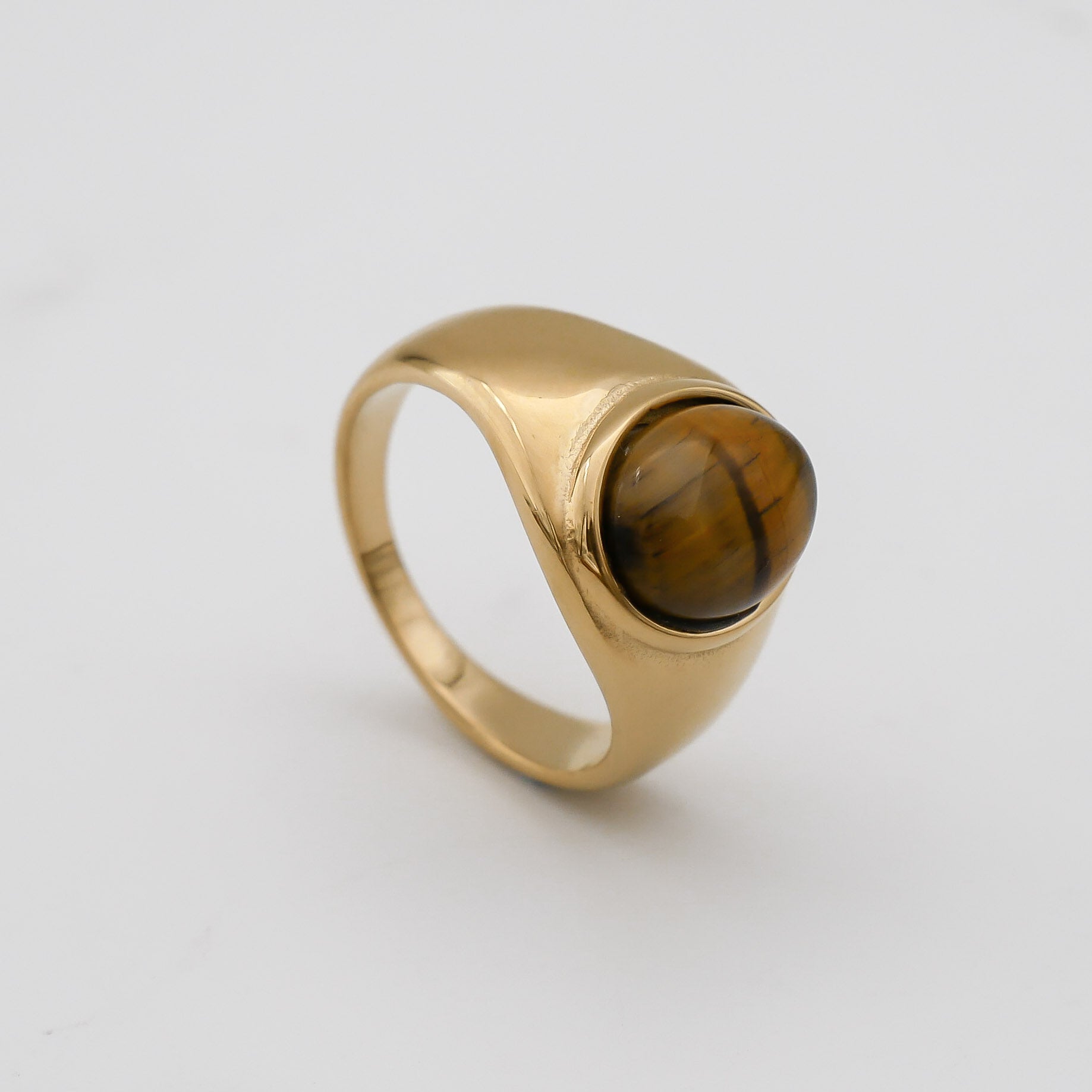 Amber tijgeroog zegelring